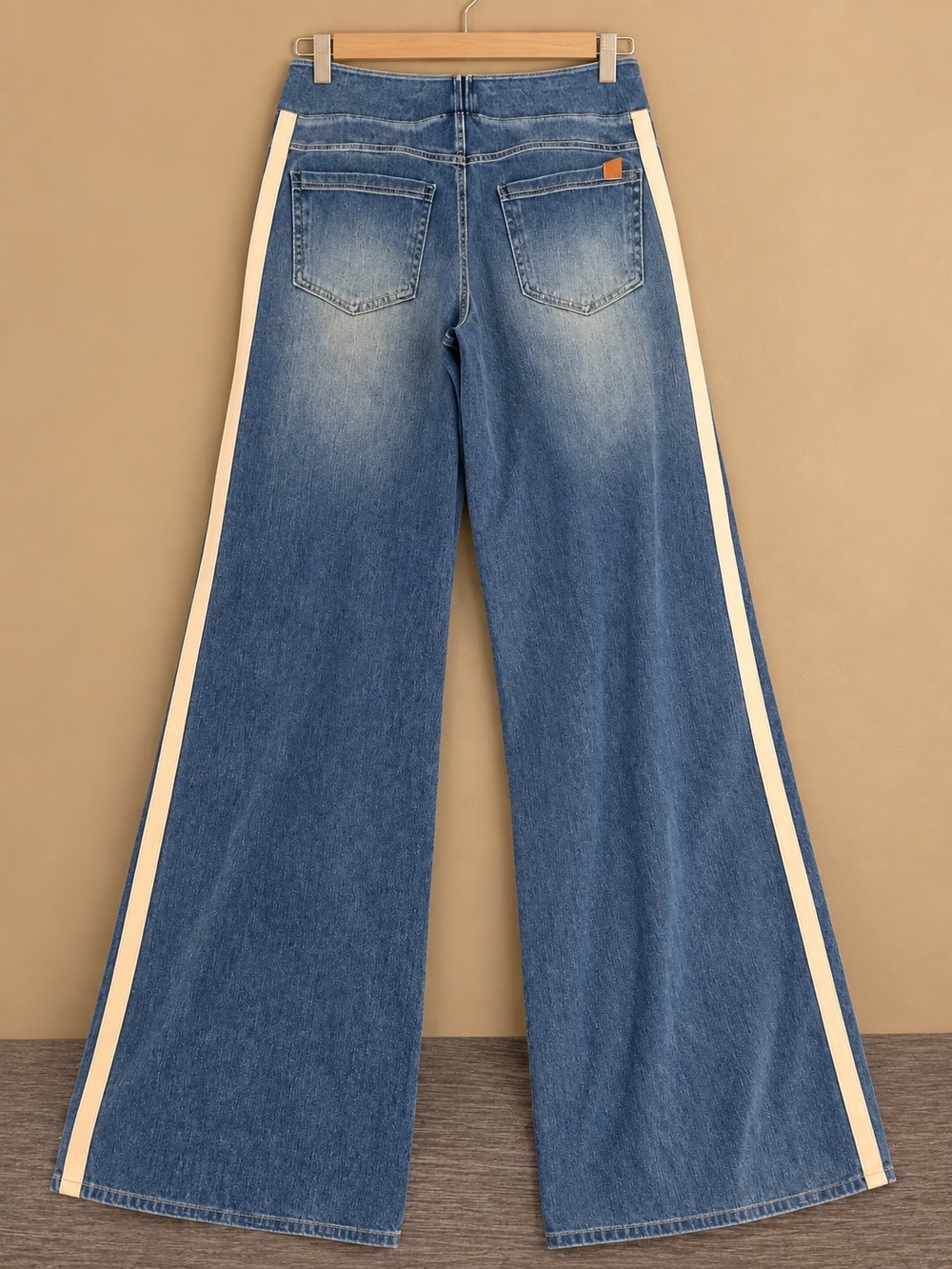 Halara Flex High Waisted Stripe Wide Leg Flowy Washed Casual Jeans with Pockets